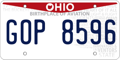 OH license plate GOP8596