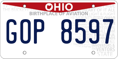 OH license plate GOP8597