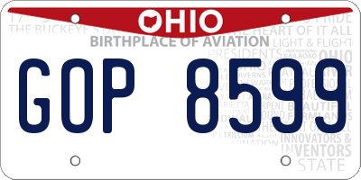 OH license plate GOP8599