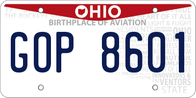 OH license plate GOP8601