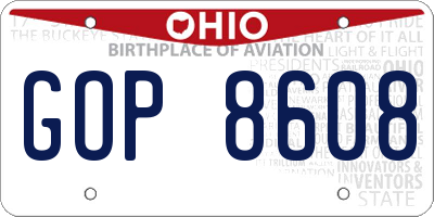 OH license plate GOP8608
