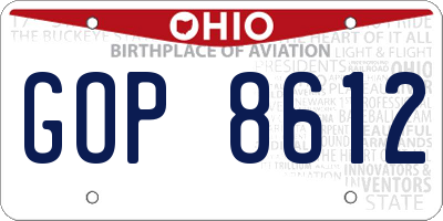 OH license plate GOP8612