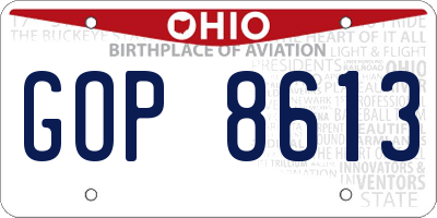 OH license plate GOP8613