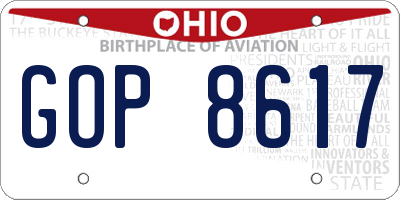 OH license plate GOP8617