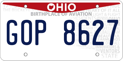 OH license plate GOP8627