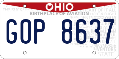 OH license plate GOP8637