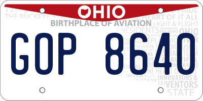 OH license plate GOP8640