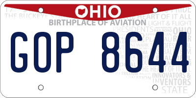 OH license plate GOP8644