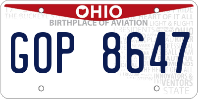 OH license plate GOP8647
