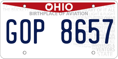 OH license plate GOP8657
