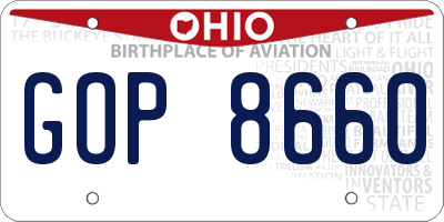 OH license plate GOP8660