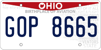 OH license plate GOP8665