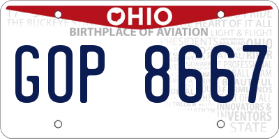 OH license plate GOP8667