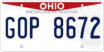 OH license plate GOP8672