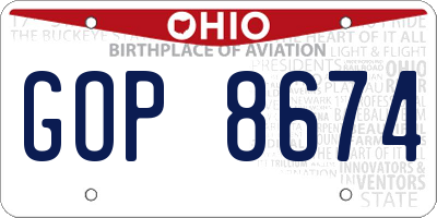 OH license plate GOP8674