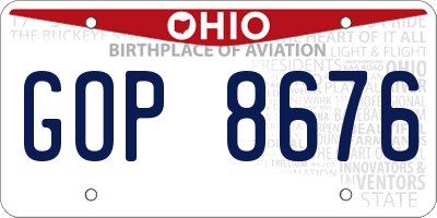 OH license plate GOP8676
