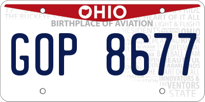 OH license plate GOP8677