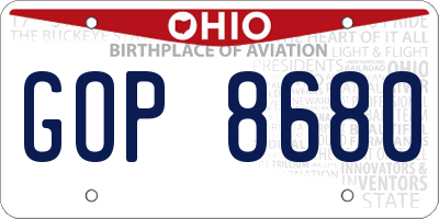 OH license plate GOP8680