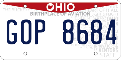 OH license plate GOP8684