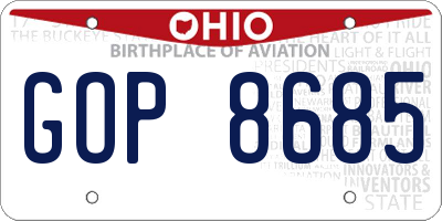 OH license plate GOP8685