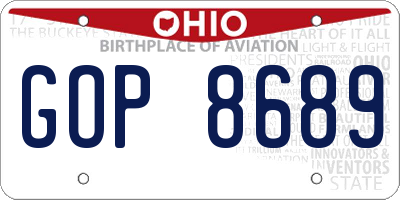 OH license plate GOP8689