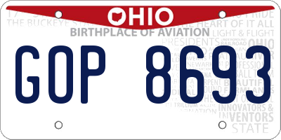 OH license plate GOP8693