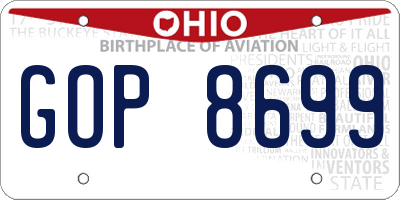 OH license plate GOP8699