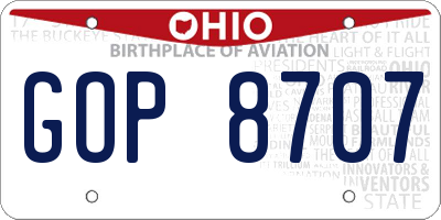 OH license plate GOP8707