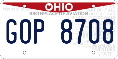 OH license plate GOP8708