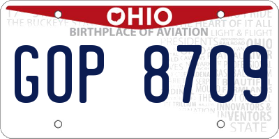 OH license plate GOP8709