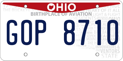 OH license plate GOP8710
