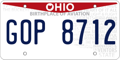 OH license plate GOP8712