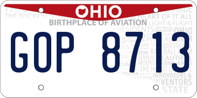 OH license plate GOP8713