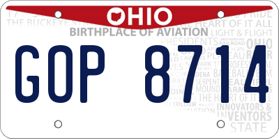 OH license plate GOP8714