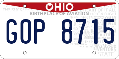 OH license plate GOP8715