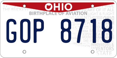 OH license plate GOP8718