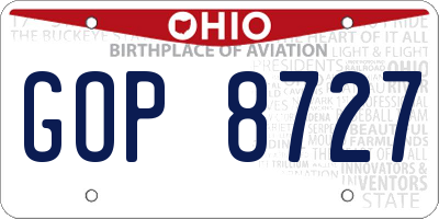OH license plate GOP8727