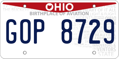 OH license plate GOP8729