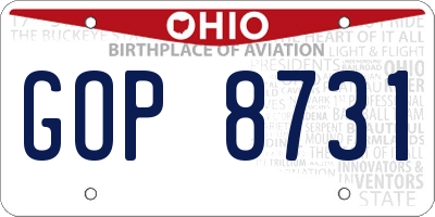 OH license plate GOP8731
