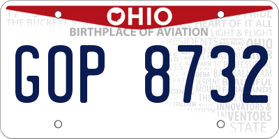 OH license plate GOP8732