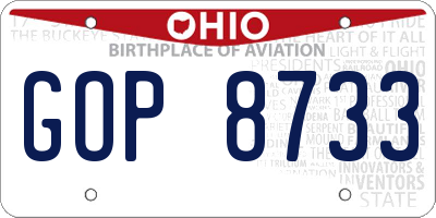 OH license plate GOP8733