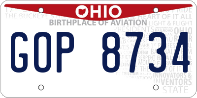 OH license plate GOP8734