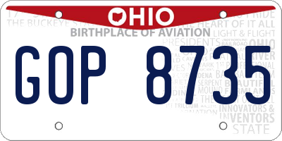 OH license plate GOP8735