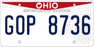 OH license plate GOP8736