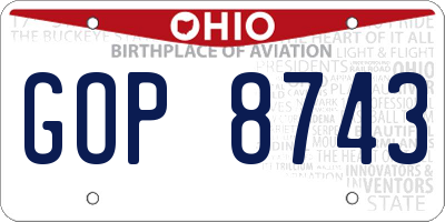 OH license plate GOP8743