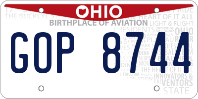 OH license plate GOP8744