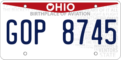 OH license plate GOP8745