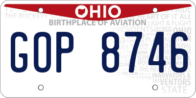 OH license plate GOP8746