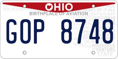 OH license plate GOP8748