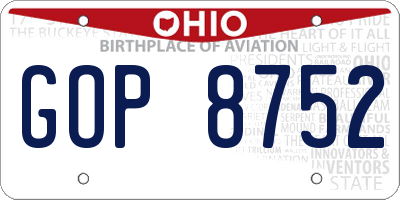 OH license plate GOP8752